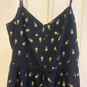 NWT - J. Crew Navy Blue Dress with Pineapple Print - Size 14